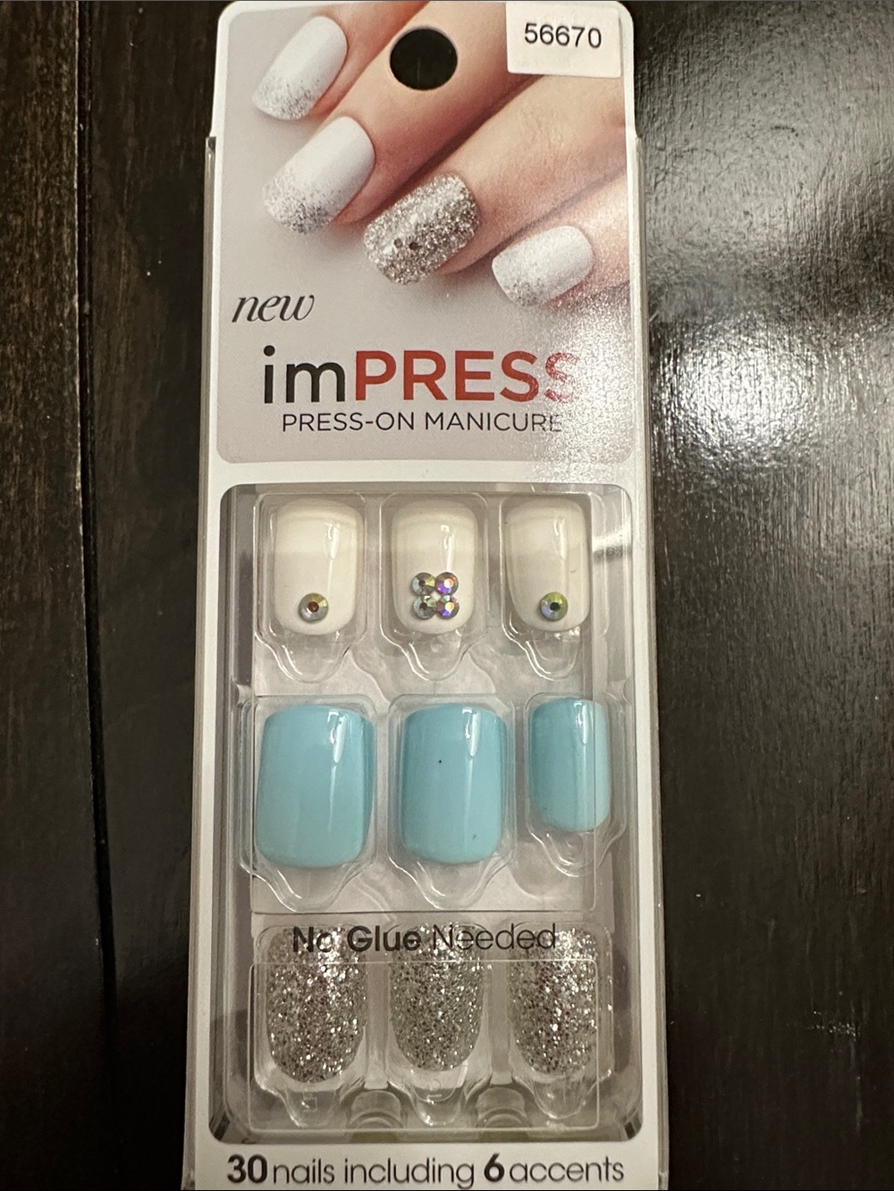 imPRESS Light Blue, White & Silver Press-On Manicure Set